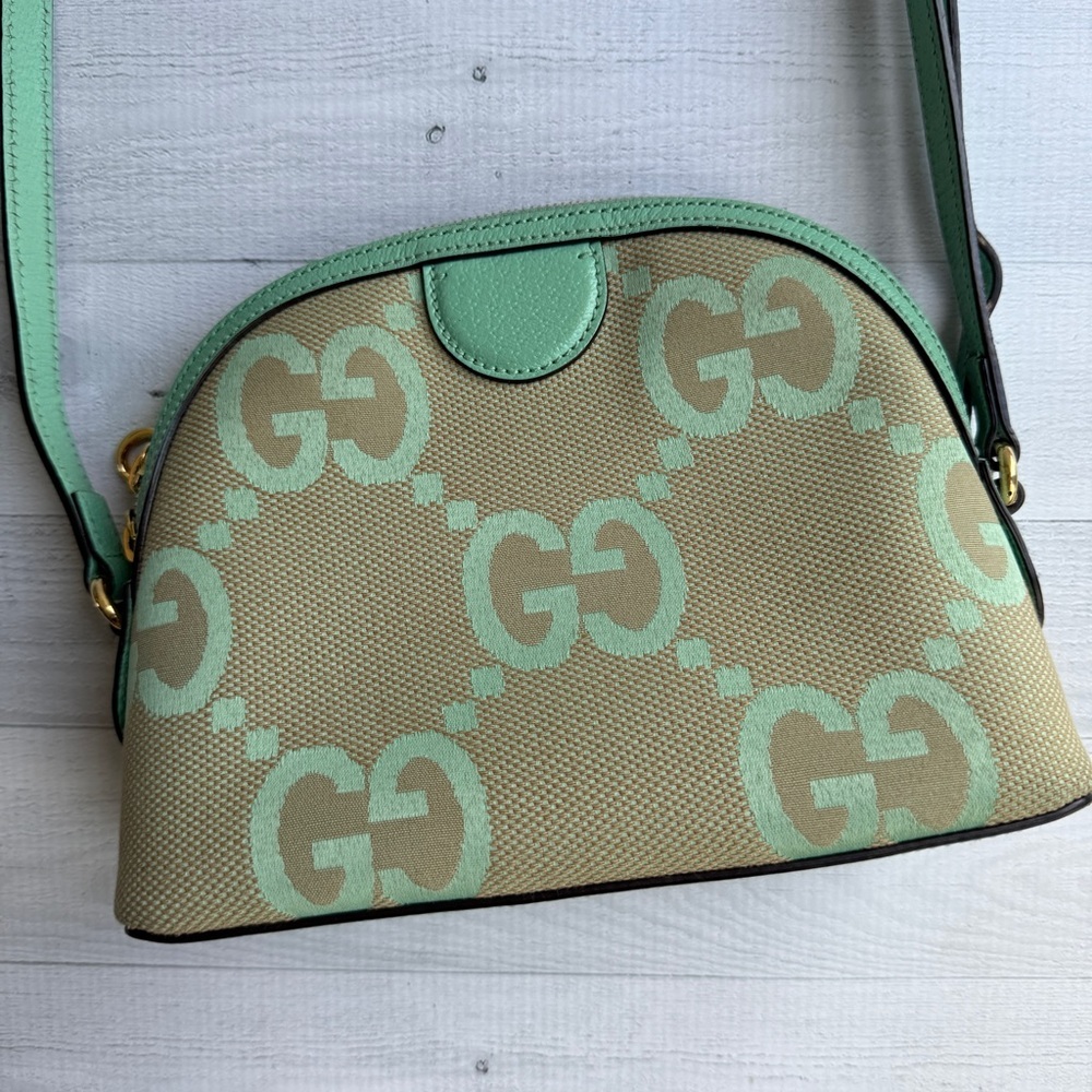 RARE Gucci GG Monogram Ophidia Dome Canvas Shoulder Bag Beige Pepperlight Mint - Picture 6 of 15